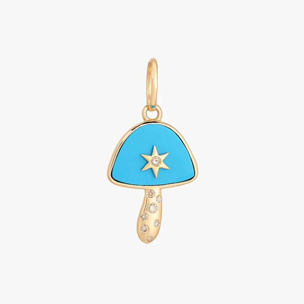Turquoise and Diamonds Mushroom Charm