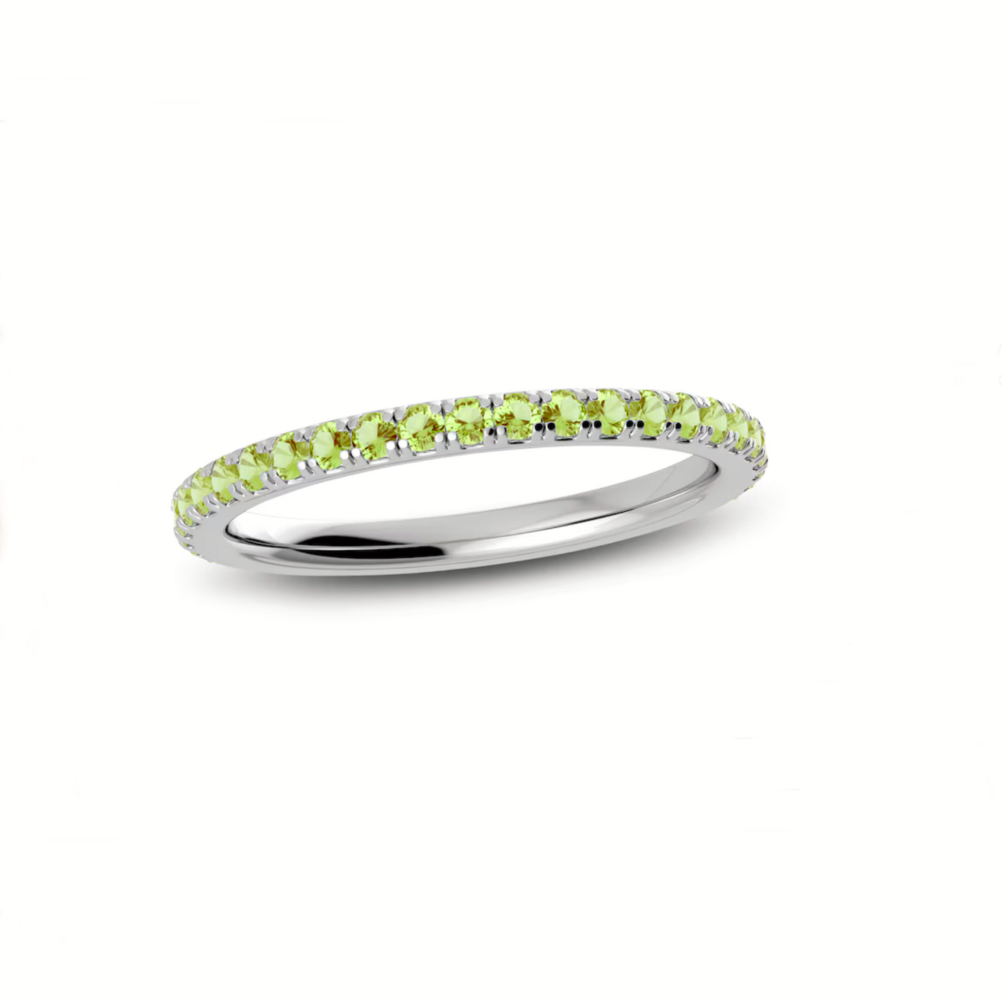 White Gold Candy Peridot U Pave Eternity Band