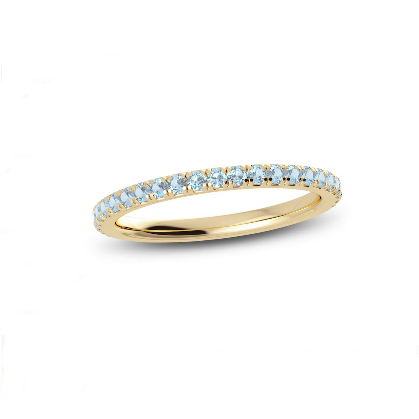Yellow Gold Candy Blue Topaz U Pave Eternity Band
