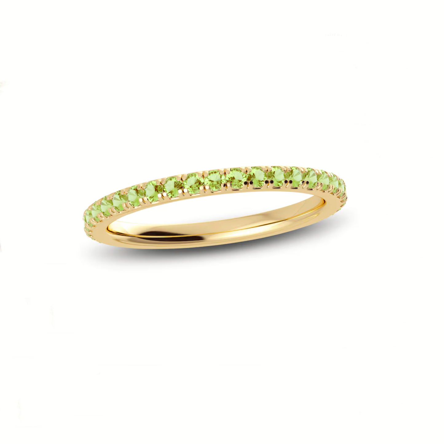 Yellow Gold Candy Peridot U Pave Eternity Band