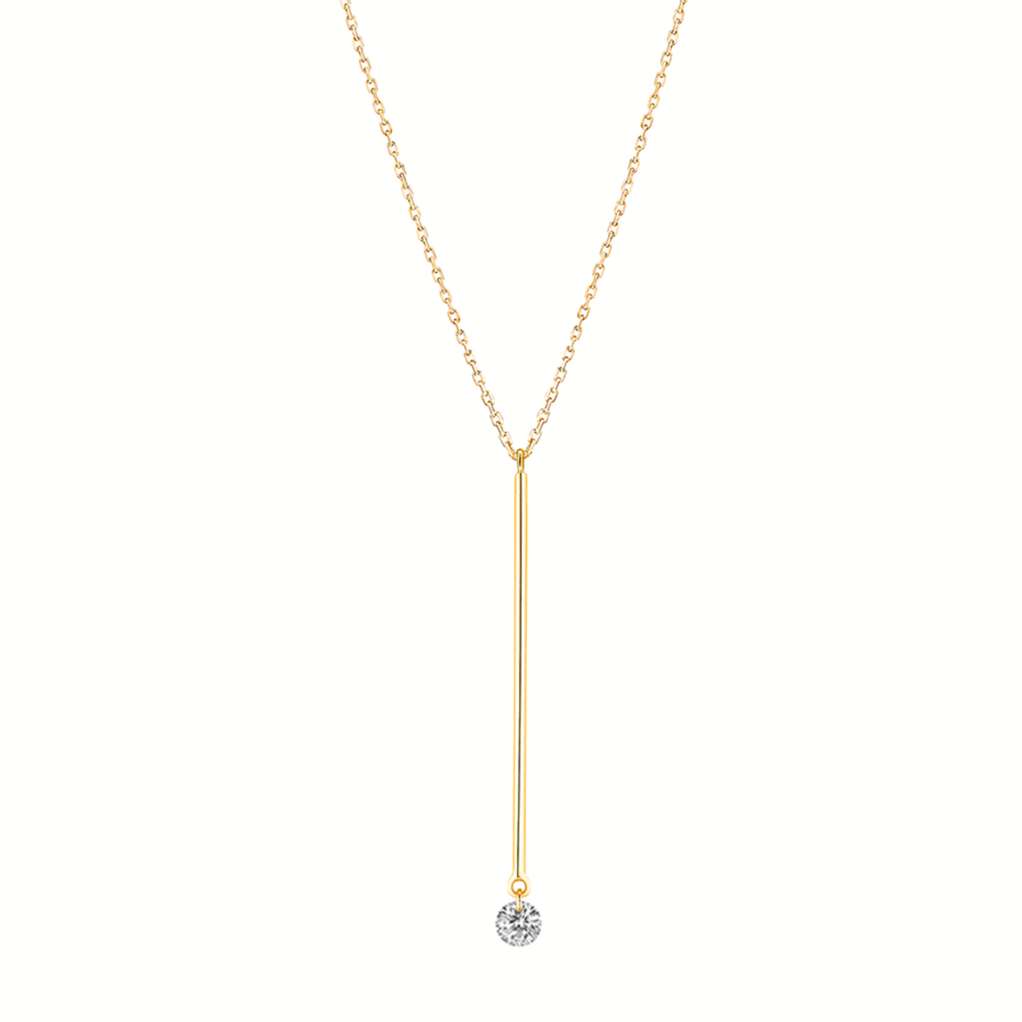 Yellow Floating Diamond Bar Lariat