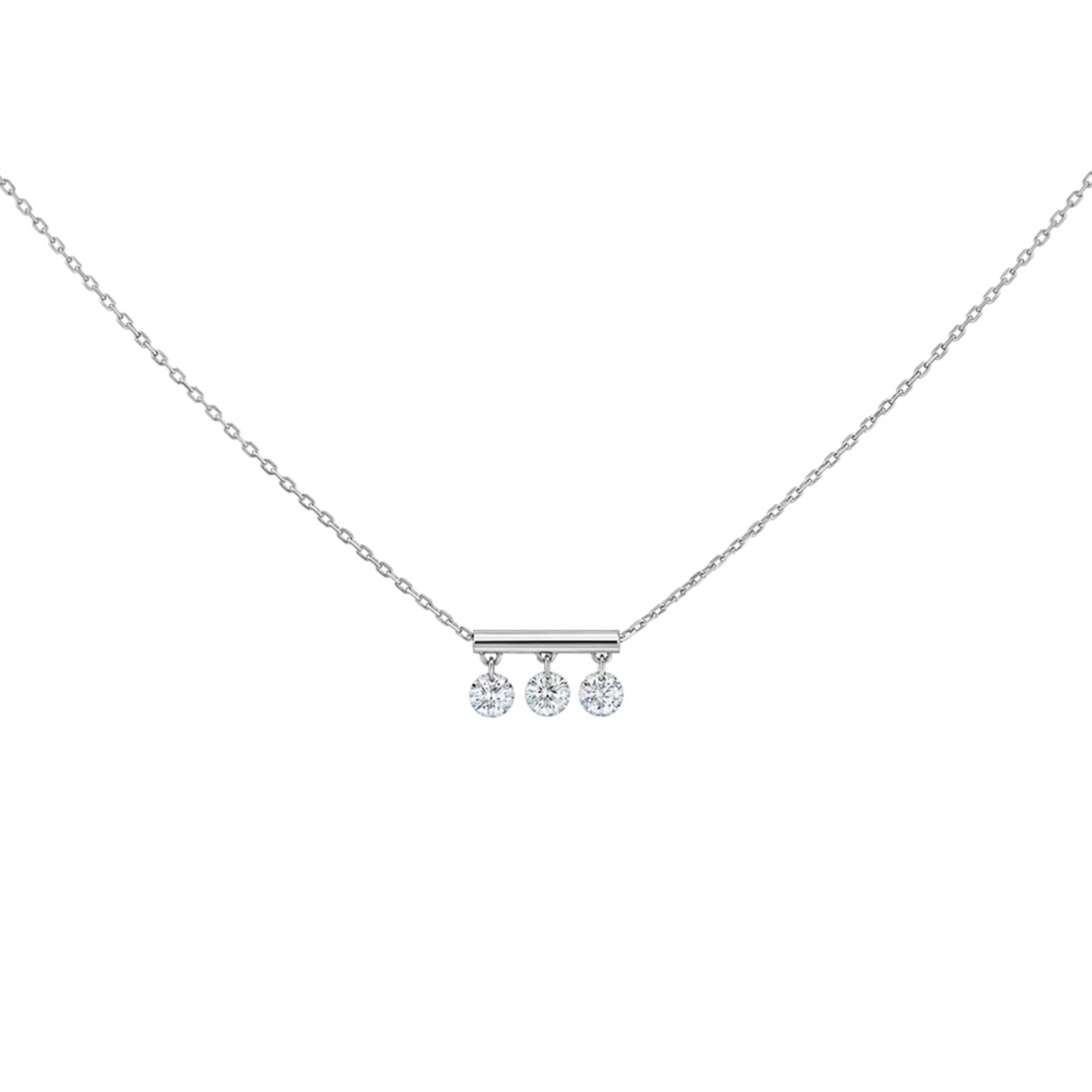 White Floating Diamond Bar Necklace