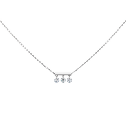White Floating Diamond Bar Necklace