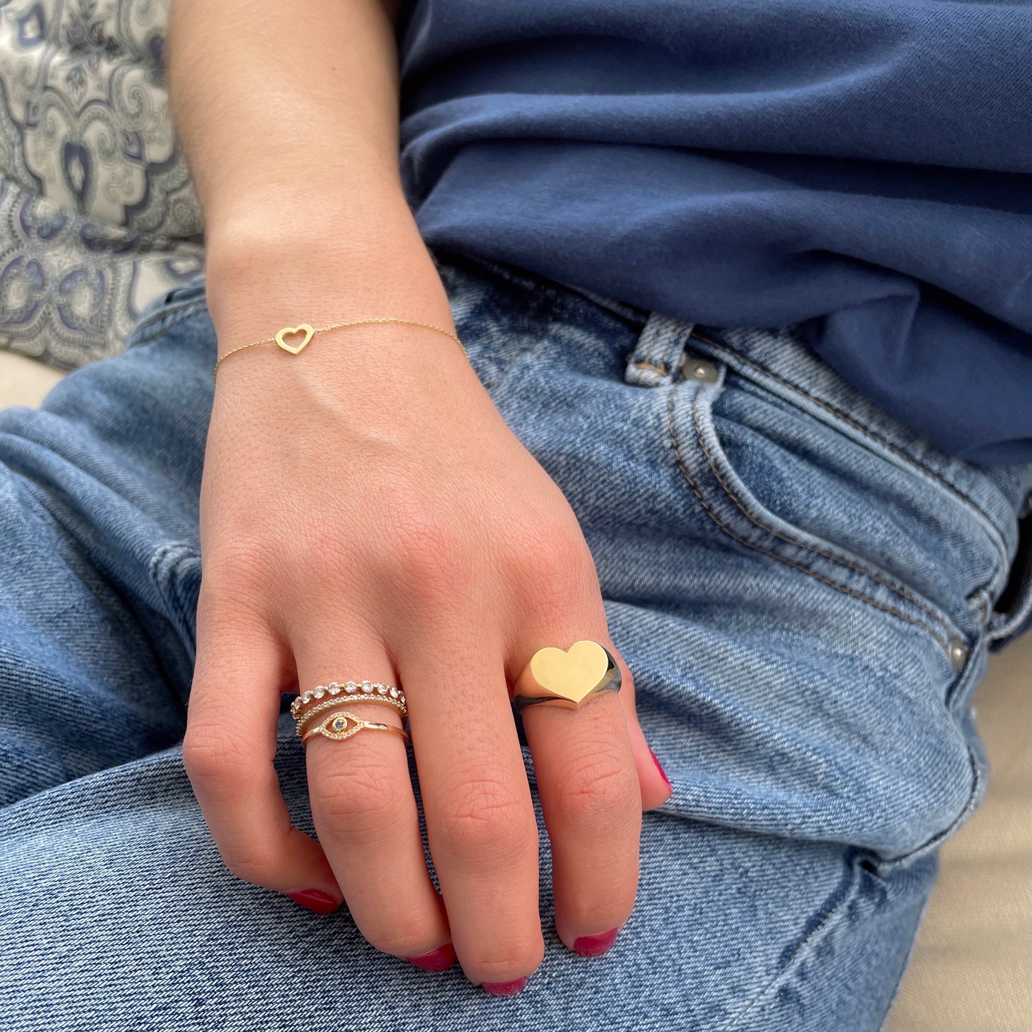 Mini Evil Eye Diamond and Sapphire Ring
