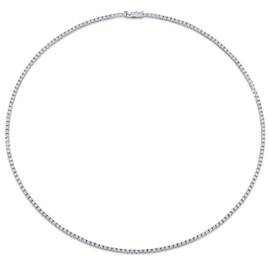 10 Carat Four Prong Lab Grown Round Diamond Tennis Necklace