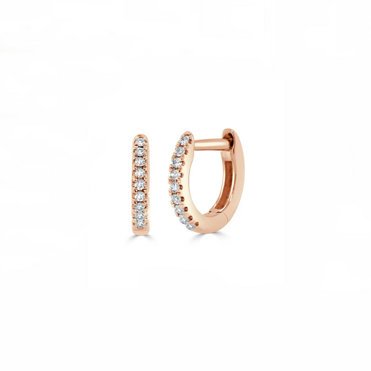 14K Rose Gold Pave Diamond Tiny Huggies