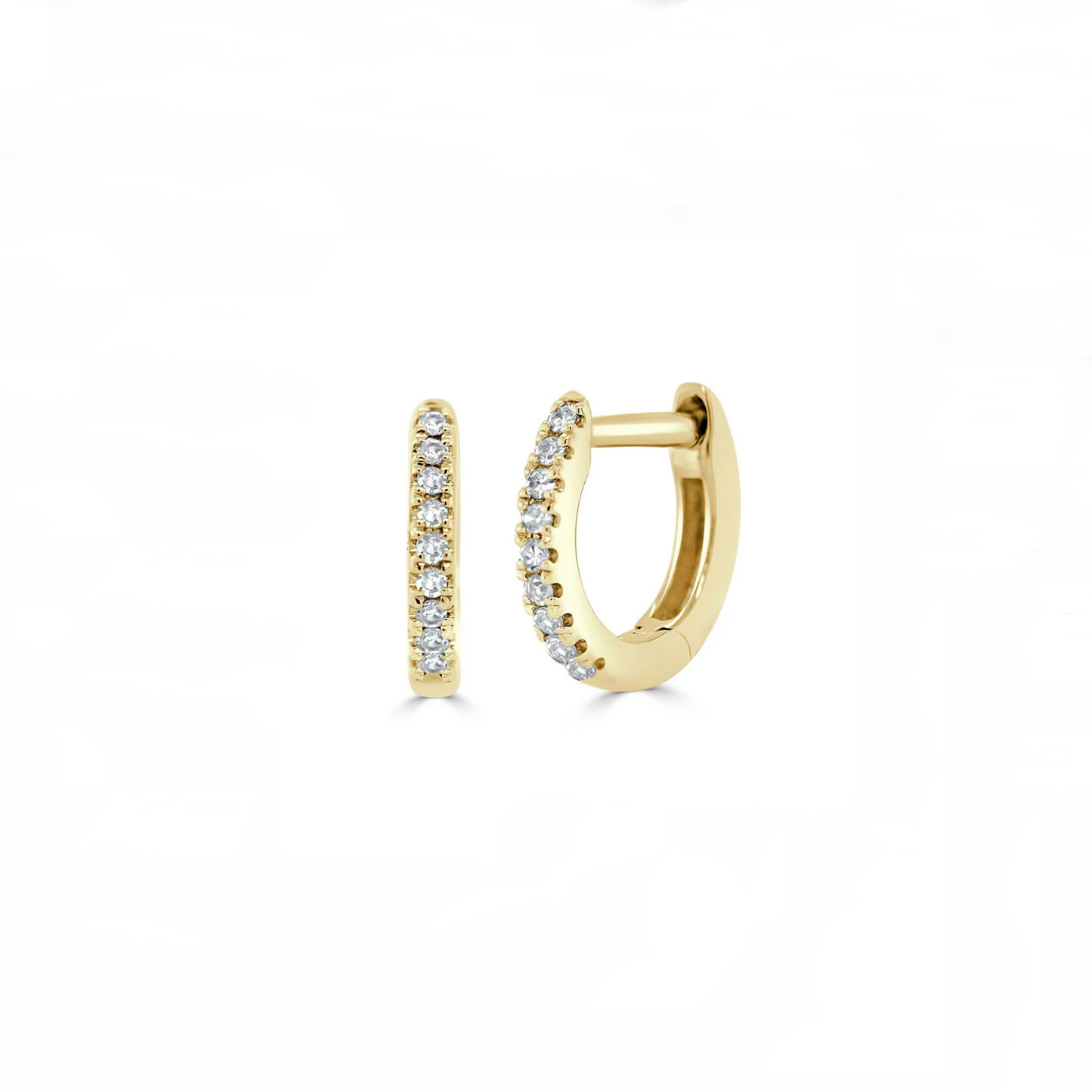 14K Yellow Gold Pave Diamond Tiny Huggies