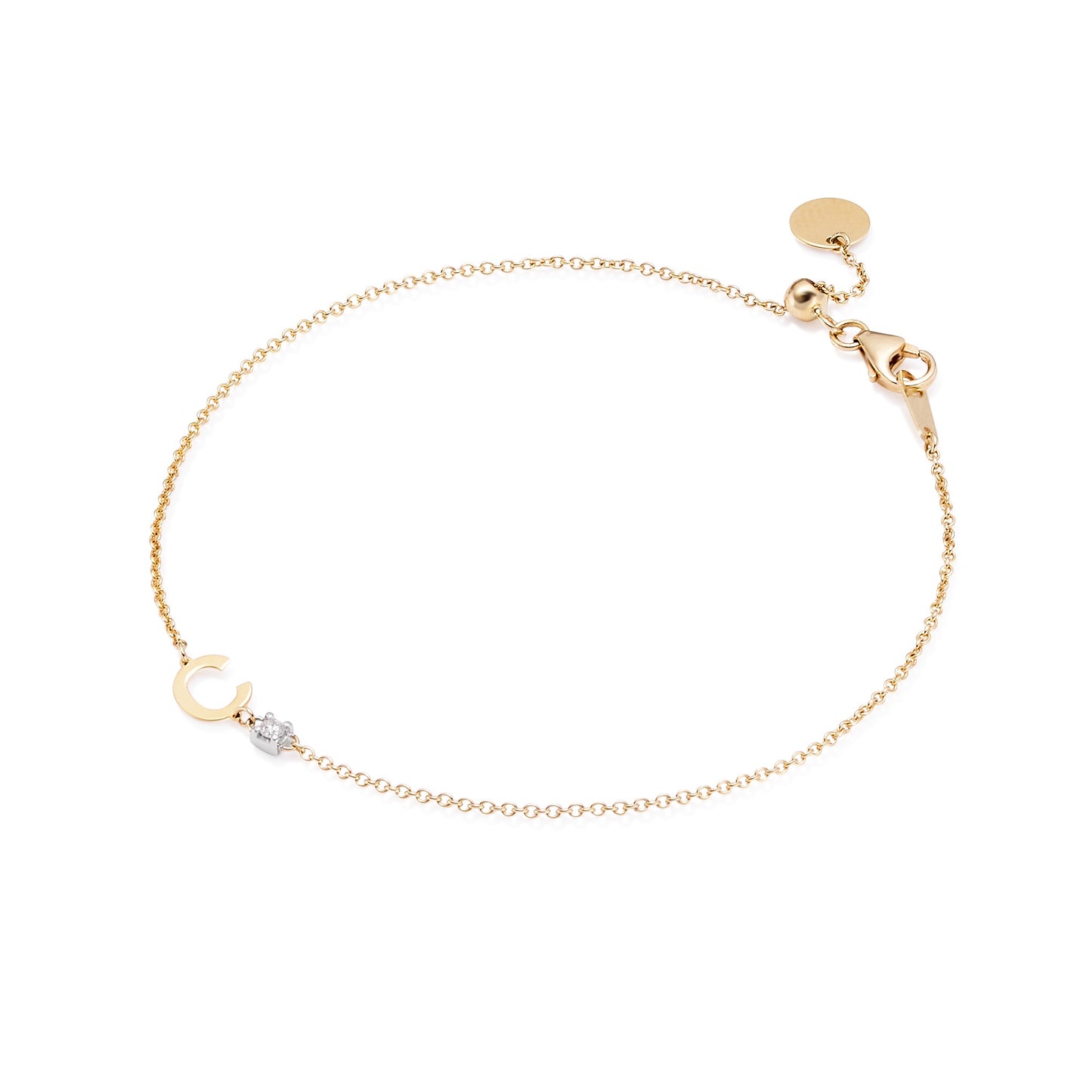 18K Yellow Gold Diamond Initial Bracelet