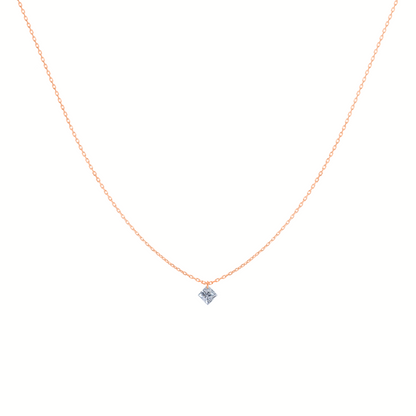 18K Gold Princess Cut Floating Diamond Necklace