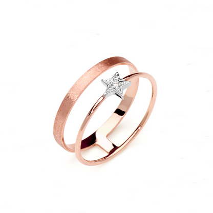 18K Rose Gold Satin Finish Etoile Diamond Ring