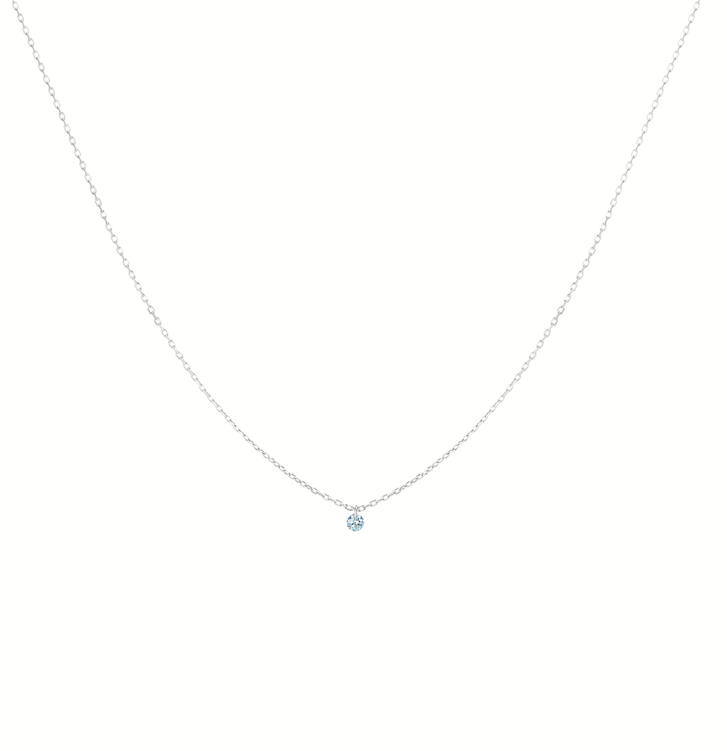 18K Gold Tiny Round Floating Diamond Necklace