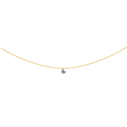18K Yellow Gold Floating Heart Diamond Necklace