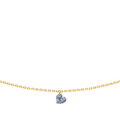 18K Yellow Gold Floating Heart Diamond Necklace