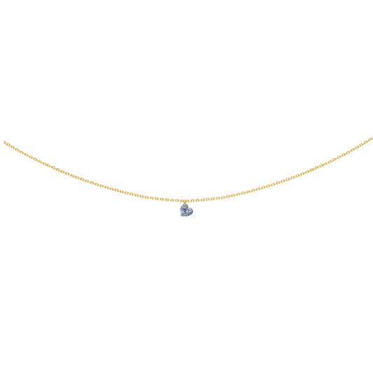 18K Yellow Gold Floating Heart Diamond Necklace