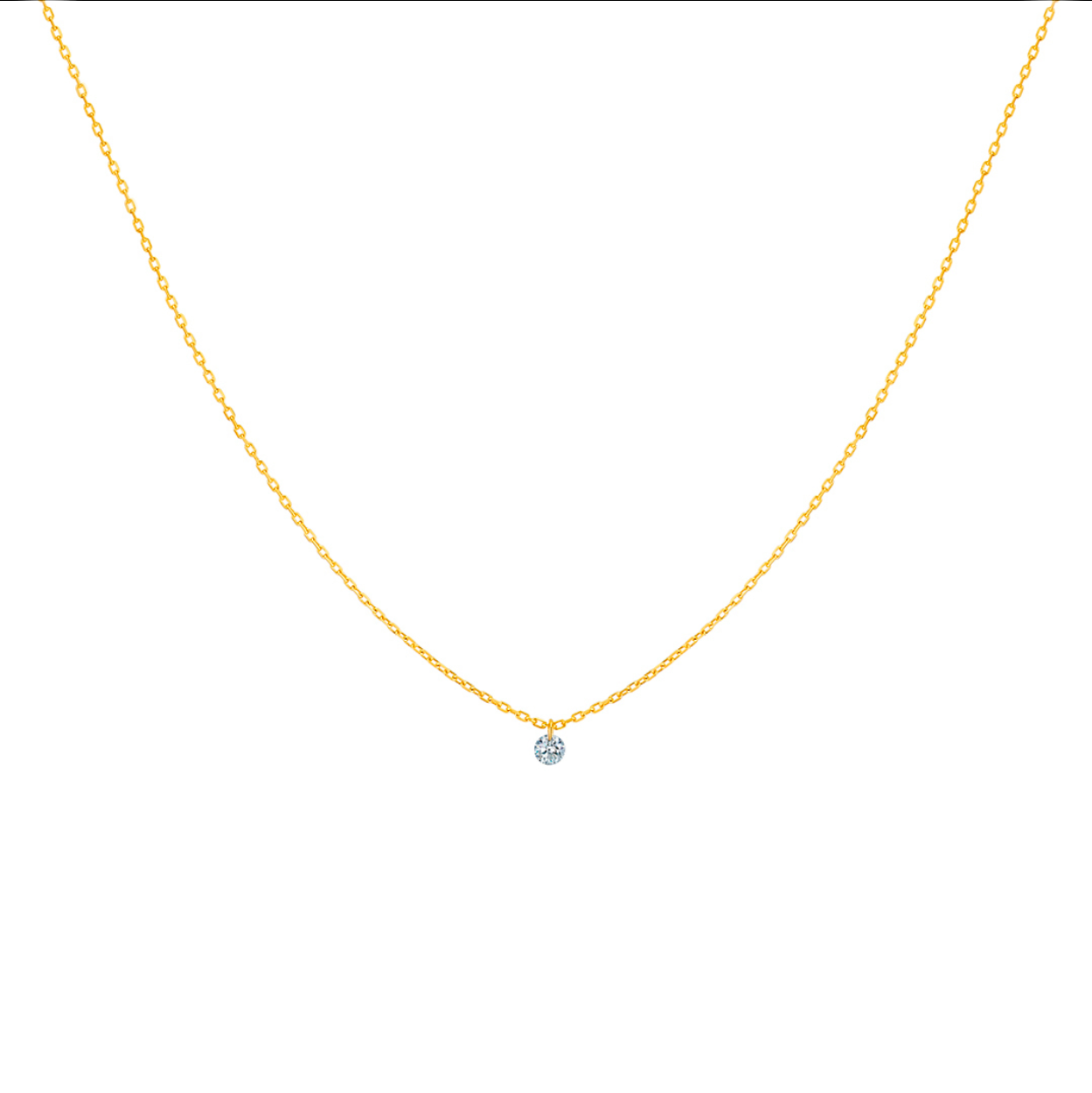 18K Gold Mini Round Floating Diamond Necklace