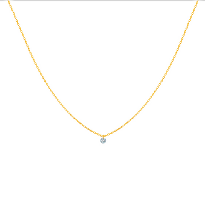 18K Gold Mini Round Floating Diamond Necklace
