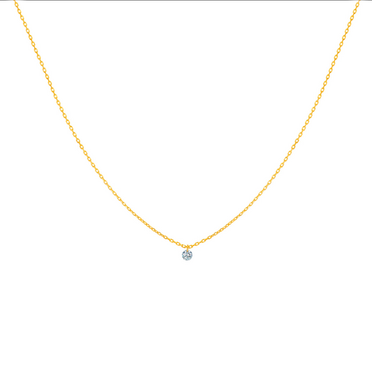 18K Gold Mini Round Floating Diamond Necklace