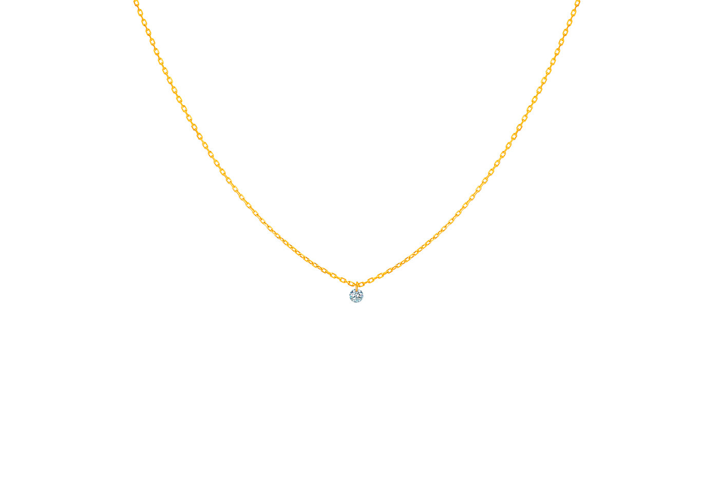 18K Gold Tiny Round Floating Diamond Necklace