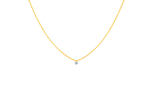 18K Gold Tiny Round Floating Diamond Necklace