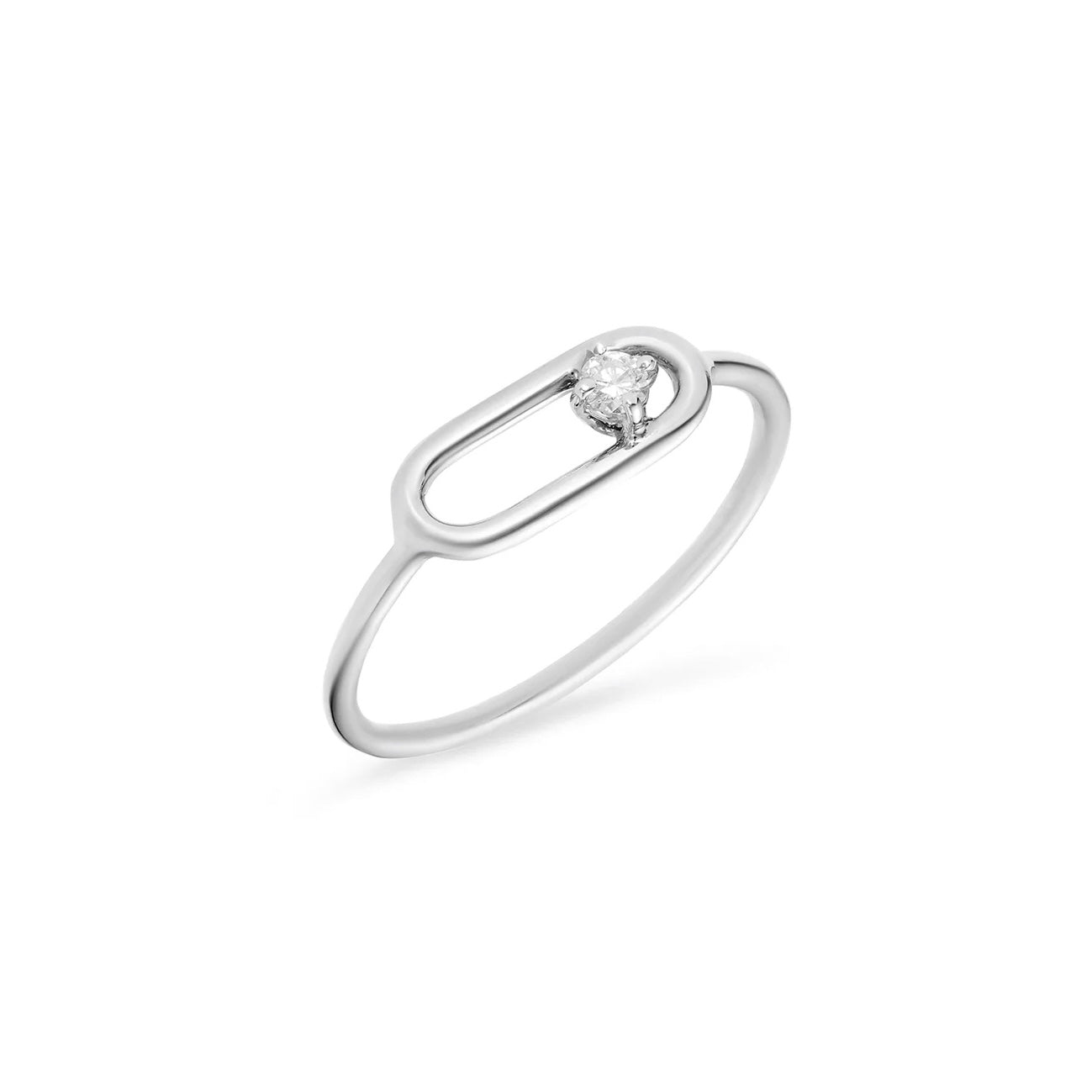 18K White Gold Tony Single Link Diamond Ring