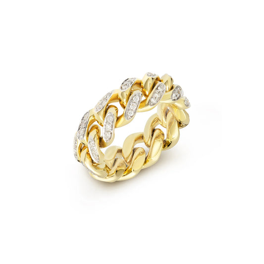 18K Yellow Gold Andy Pave Diamond Ring