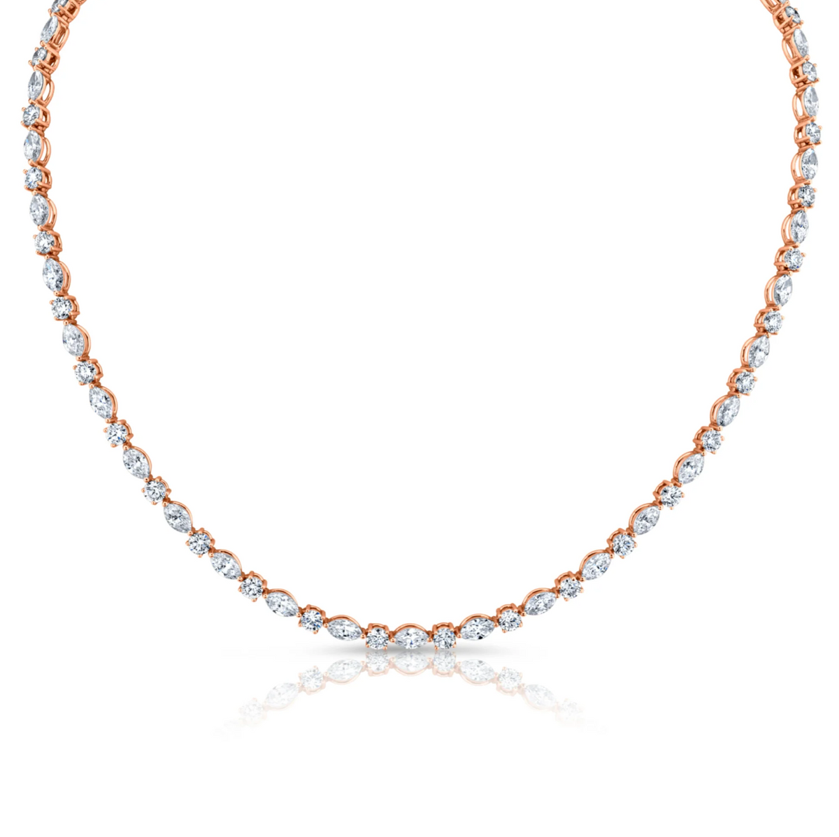 Alternating Round & Marquise Lab Diamond Tennis Necklace