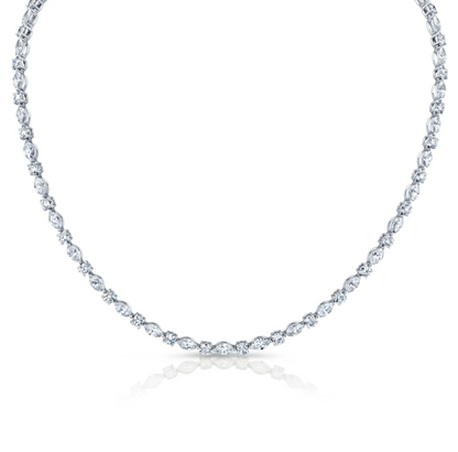 Alternating Round & Marquise Lab Diamond Tennis Necklace