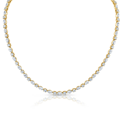 Alternating Round & Marquise Lab Diamond Tennis Necklace