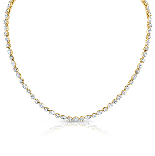 Alternating Round & Marquise Lab Diamond Tennis Necklace