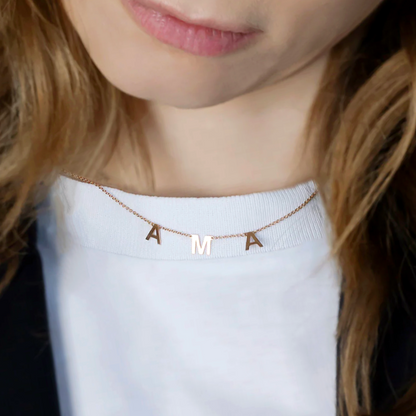 Personalized 18K Solid Gold 3 Letters Necklace
