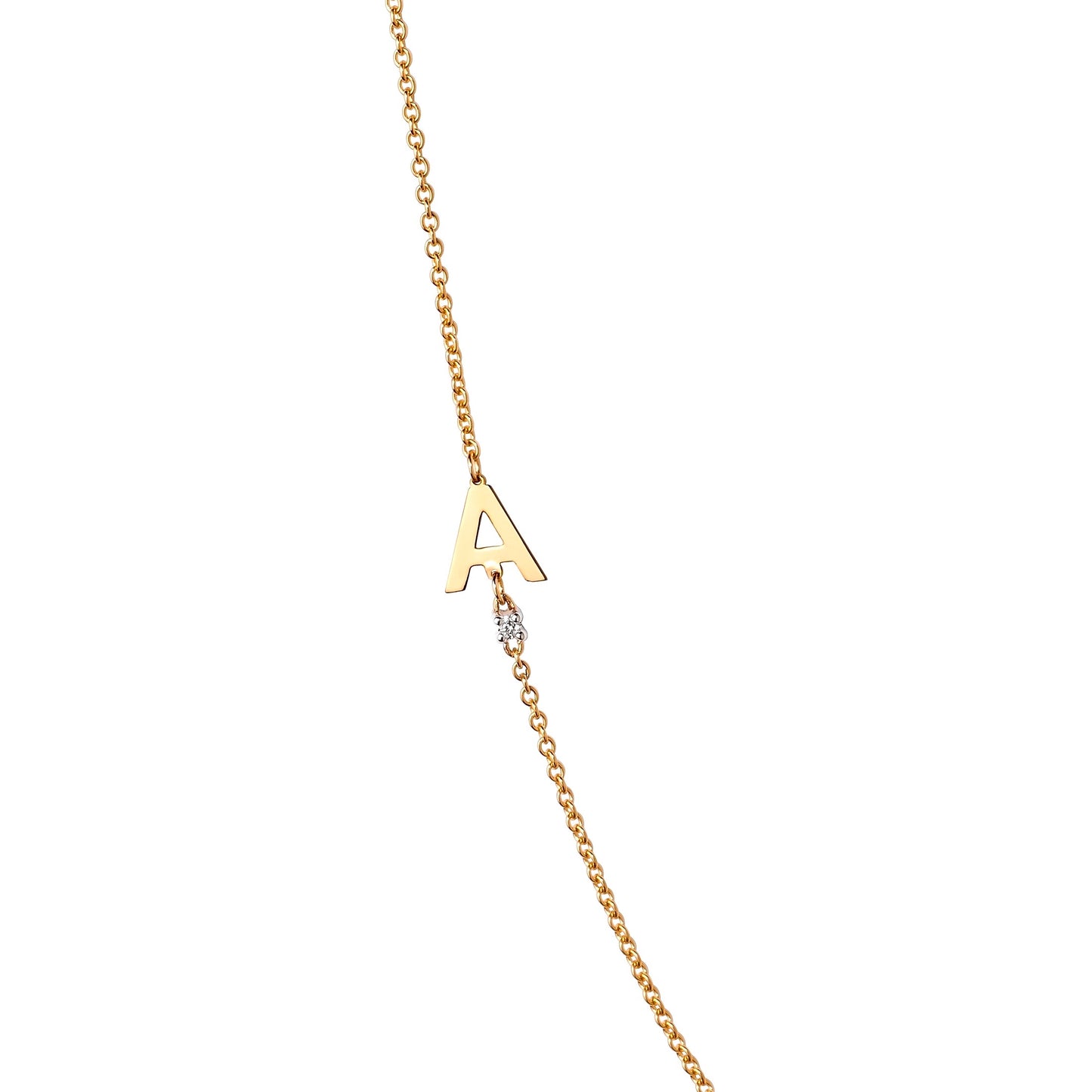18K Yellow Gold Diamond Initial Bracelet
