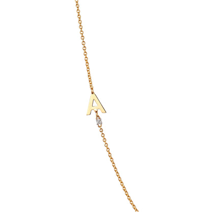 18K Yellow Gold Diamond Initial Bracelet