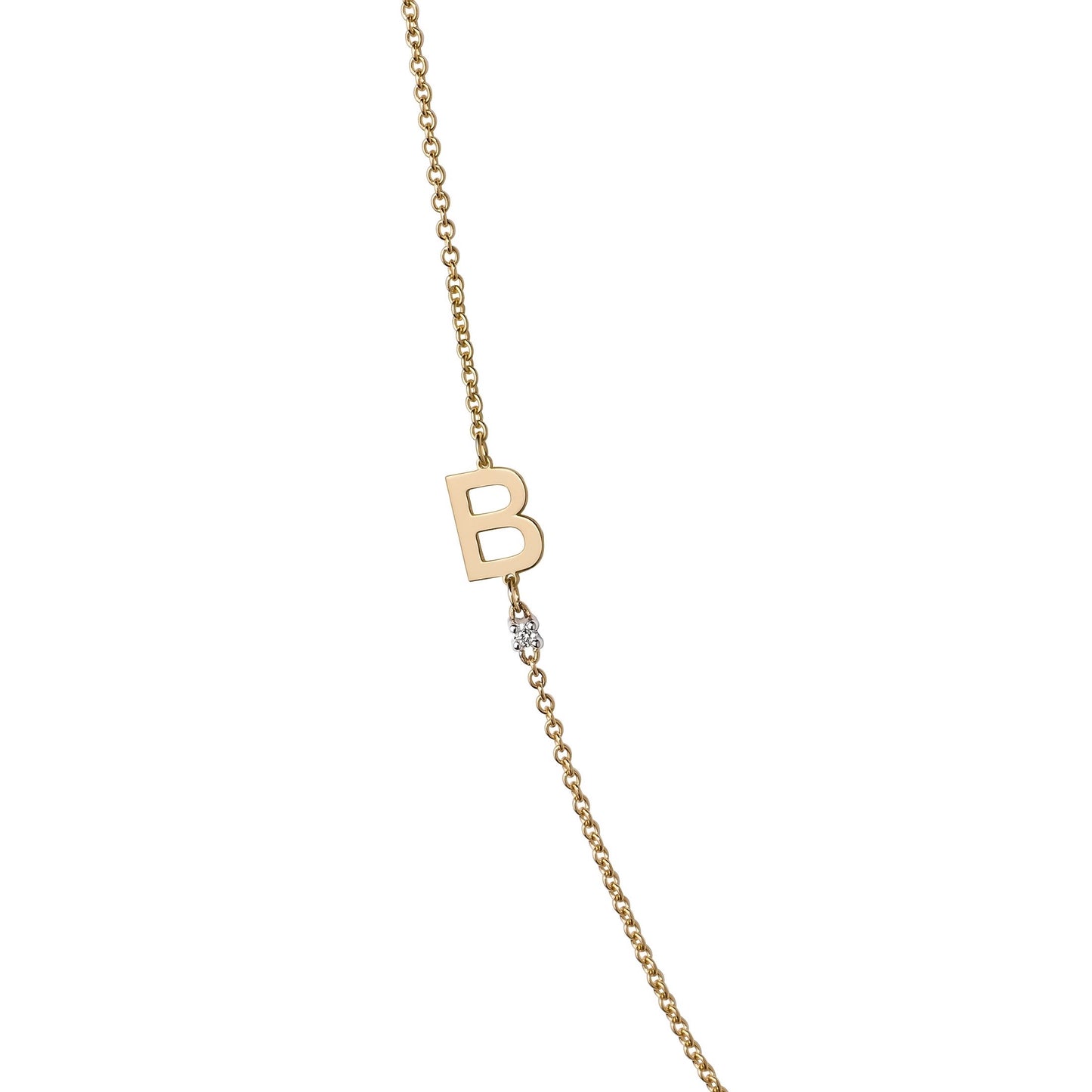 18K Yellow Gold Diamond Initial Bracelet