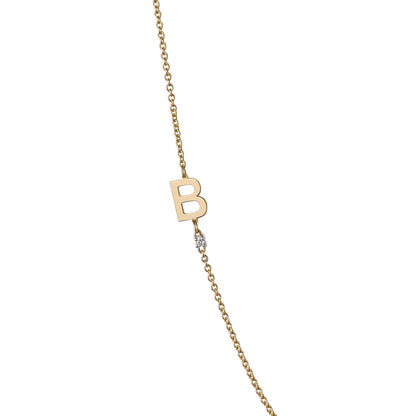 18K Yellow Gold Diamond Initial Bracelet