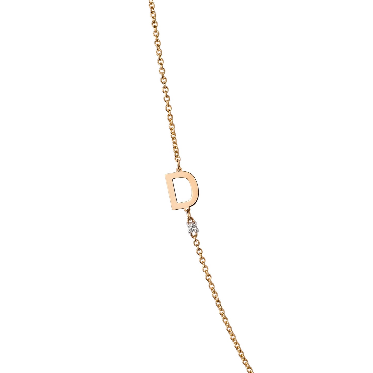 18K Yellow Gold Diamond Initial Bracelet