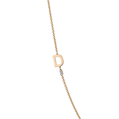 18K Yellow Gold Diamond Initial Bracelet