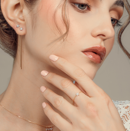 Mini Etoile Diamond Threader Earrings