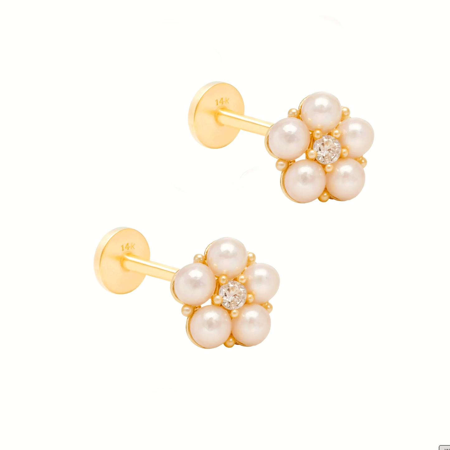 Flat Back Flower Stud Earrings