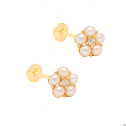Flat Back Flower Stud Earrings