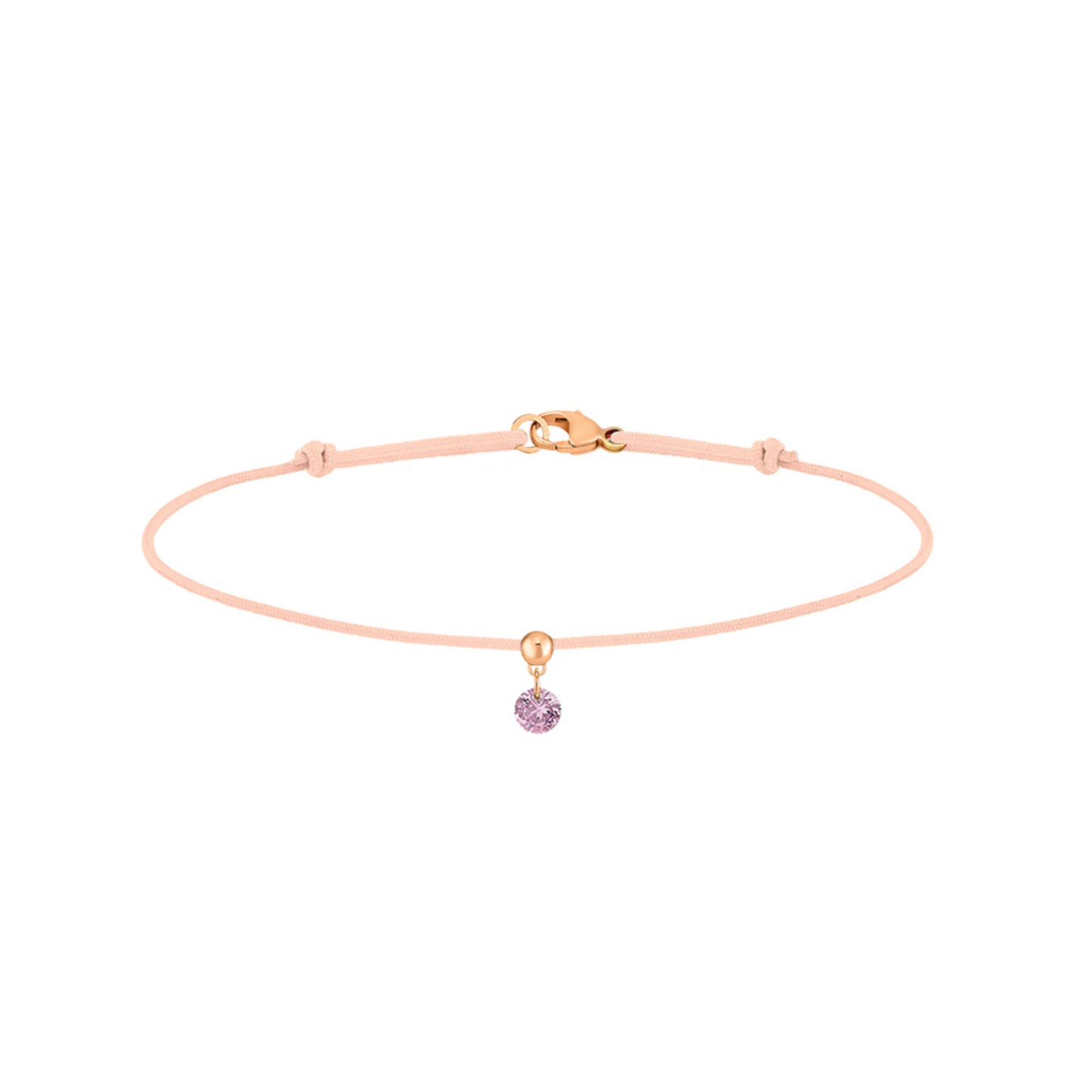 Floating Pink Sapphire Cord Bracelet