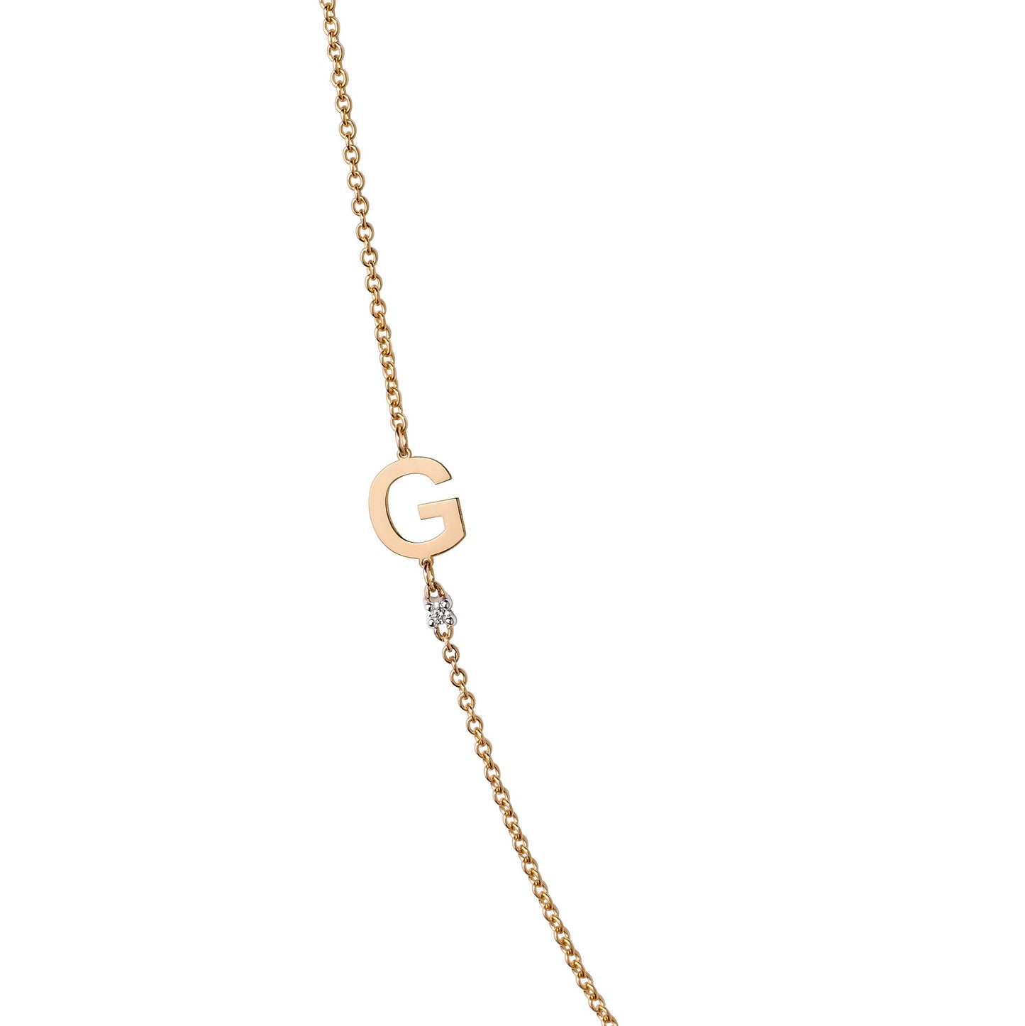 18K Yellow Gold Diamond Initial Bracelet