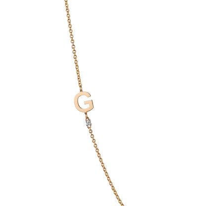 18K Yellow Gold Diamond Initial Bracelet