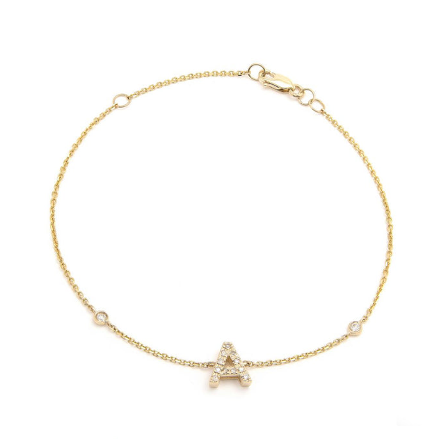 Pave Diamond Initial Bracelet