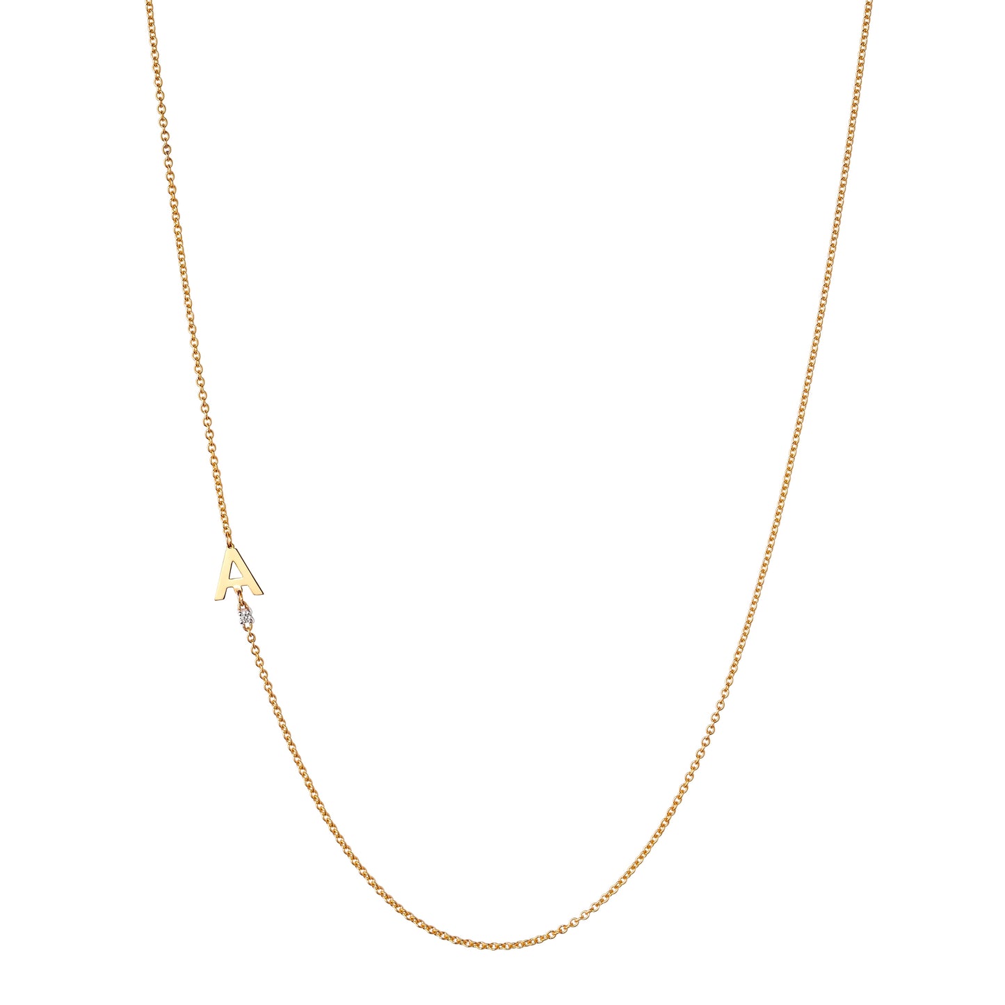 Yellow Gold Initial and Diamond Necklace