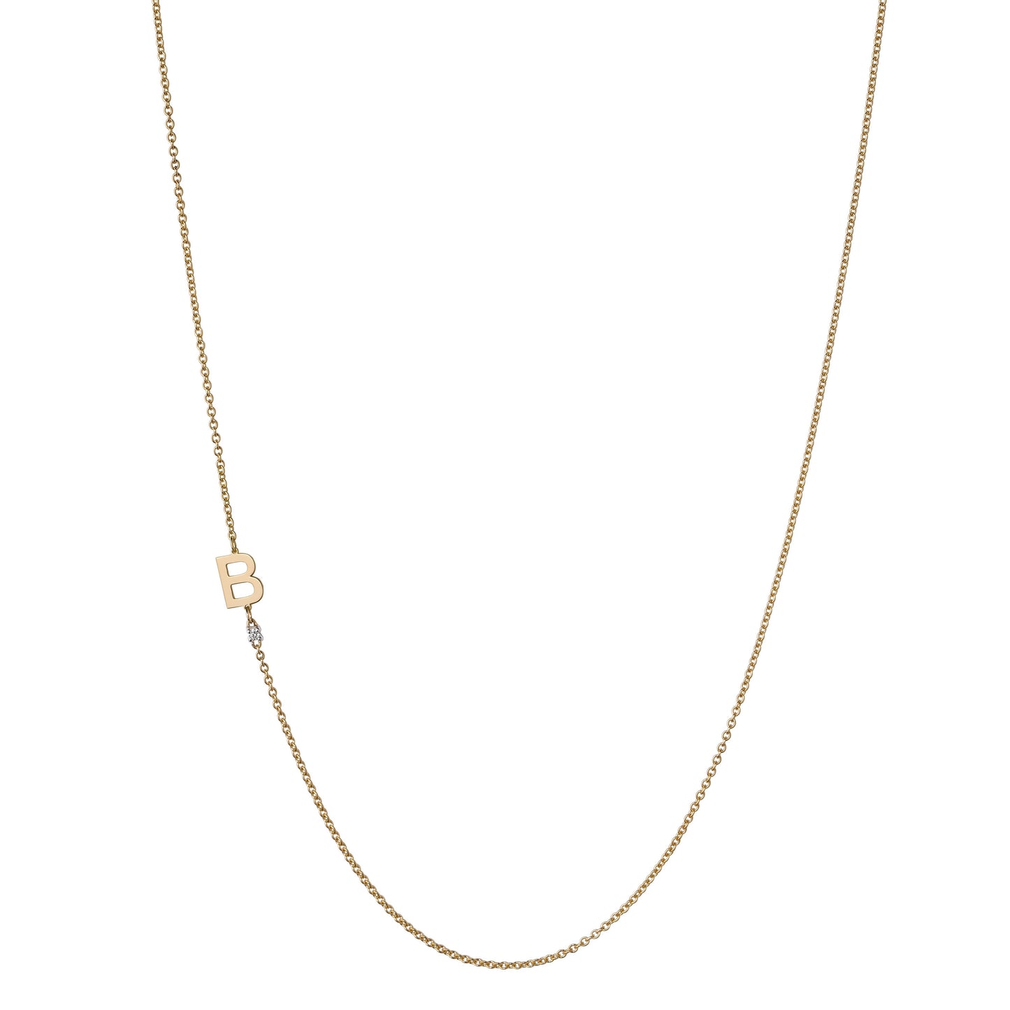 Yellow Gold Initial and Diamond Necklace