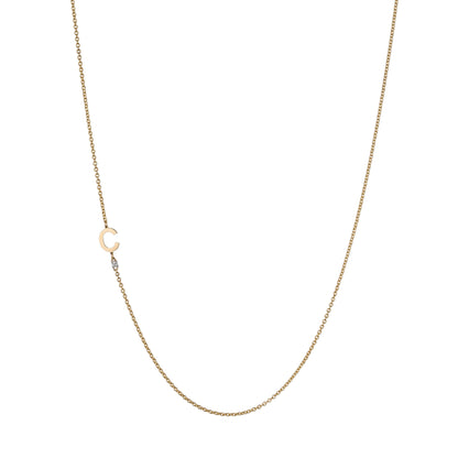 Yellow Gold Initial and Diamond Necklace