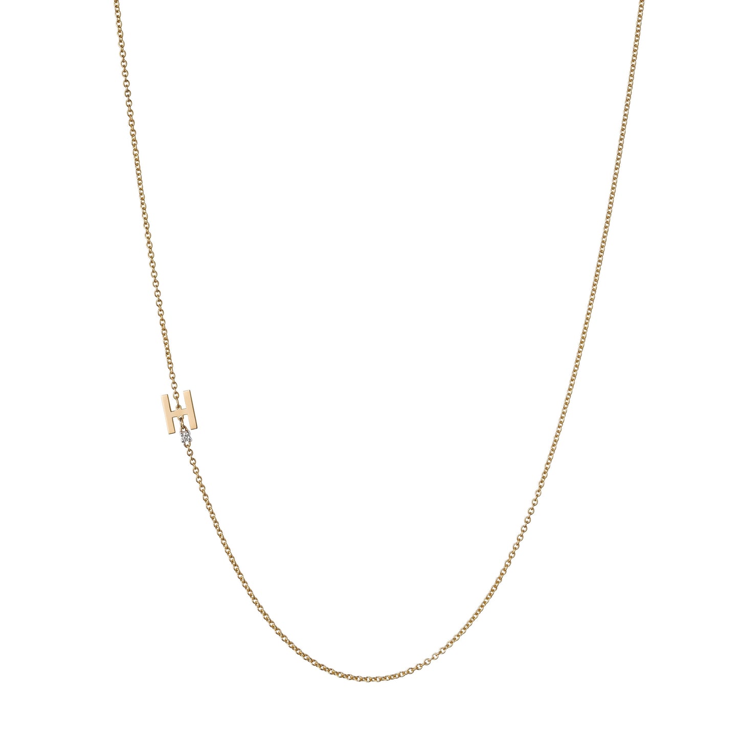 Yellow Gold Initial and Diamond Necklace