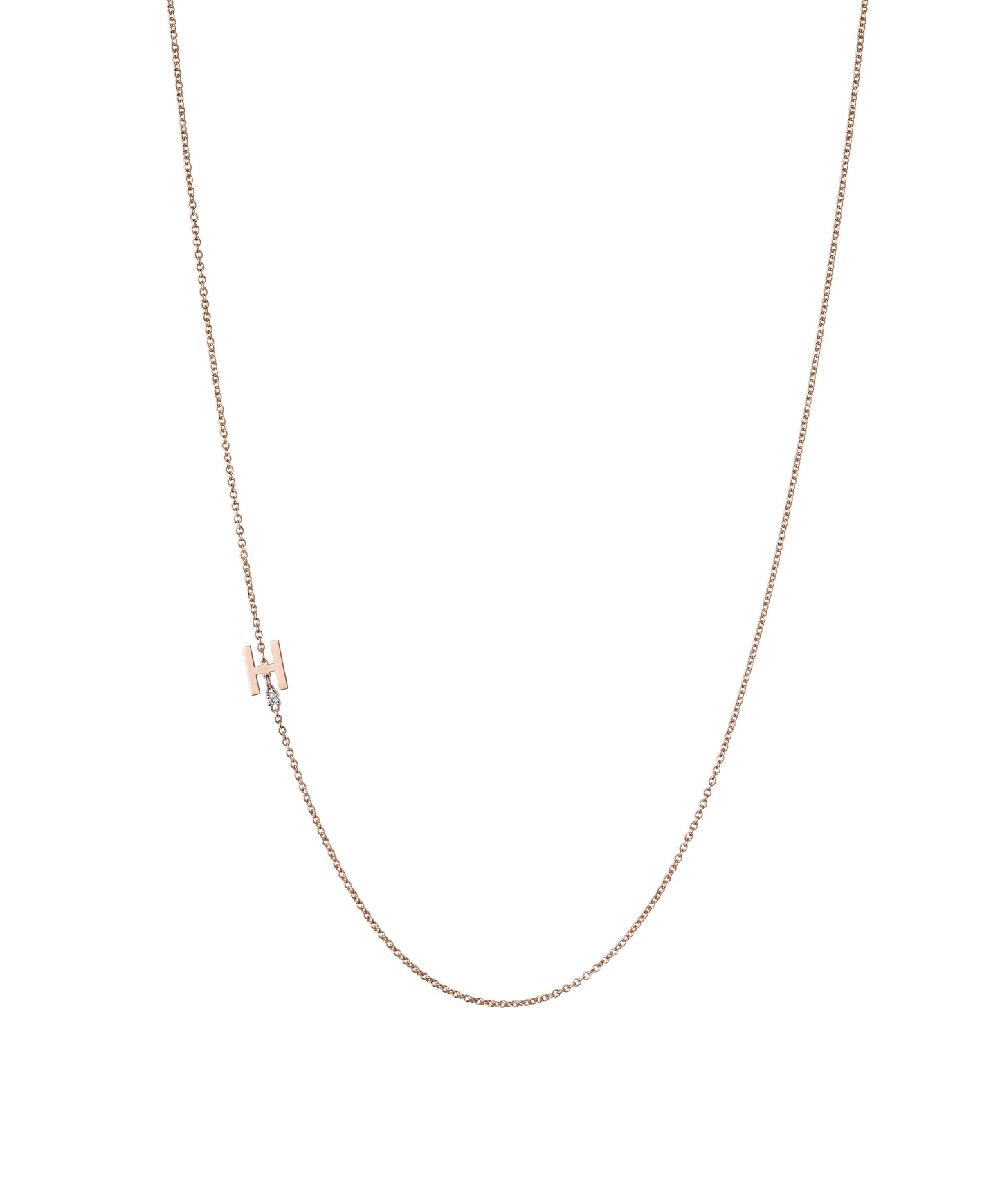 18K Rose Gold Initial and Diamond Necklace