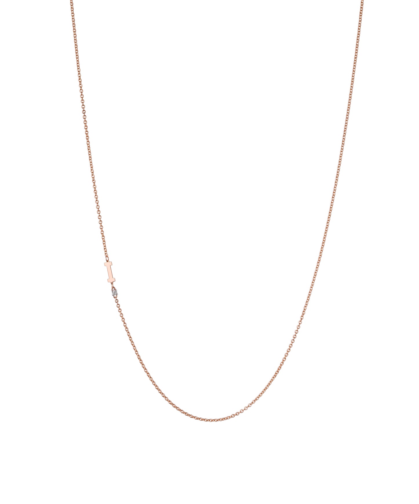 18K Rose Gold Initial and Diamond Necklace