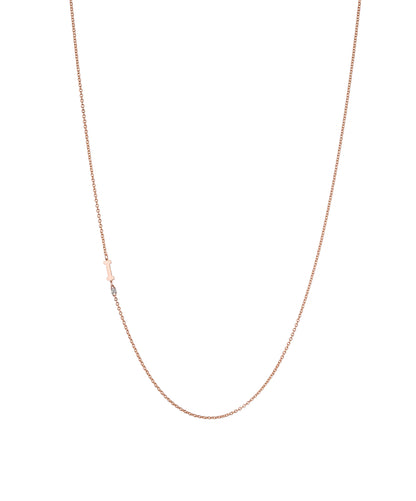 18K Rose Gold Initial and Diamond Necklace